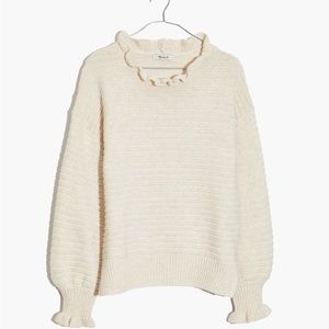 Cream Ruffled Women's Sweater